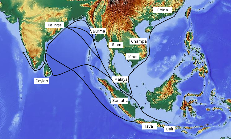 Map of the sea routes of the Kalinga Empire.