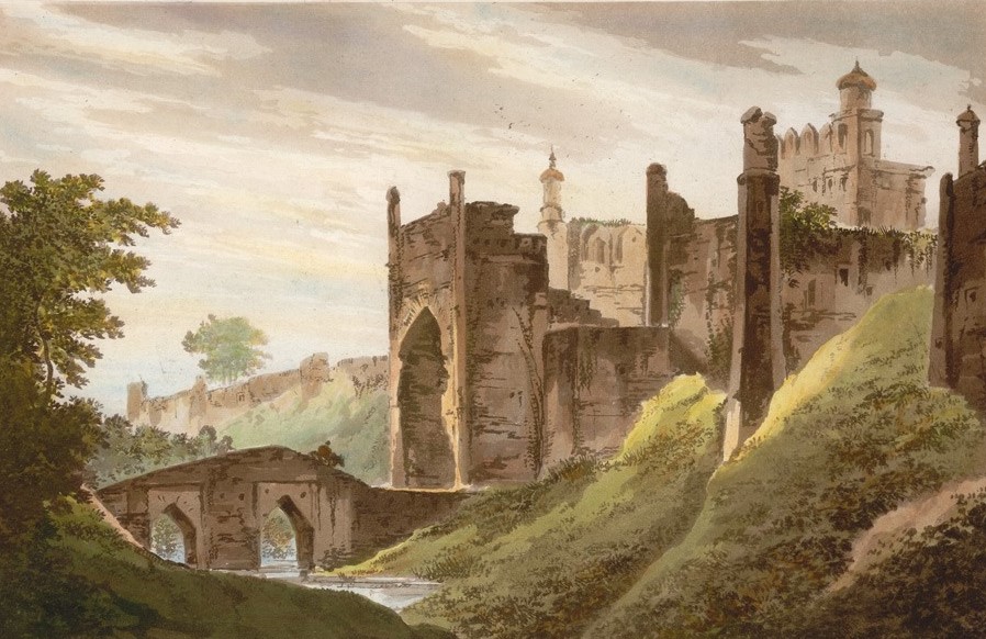 Eastern End of the Munger Fort, painting by William Hodges, 1787 CE. Image source: Wikimedia Commons.